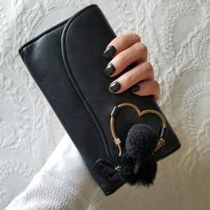 Juicy Couture Black PomPom Leather Wallet